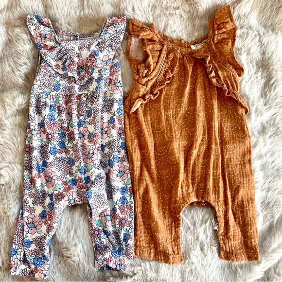 Jessica Simpson Floral and Orange Ruffle Bodysuits - Picture 1 of 6